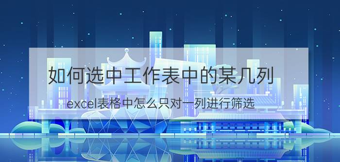 如何选中工作表中的某几列 excel表格中怎么只对一列进行筛选？